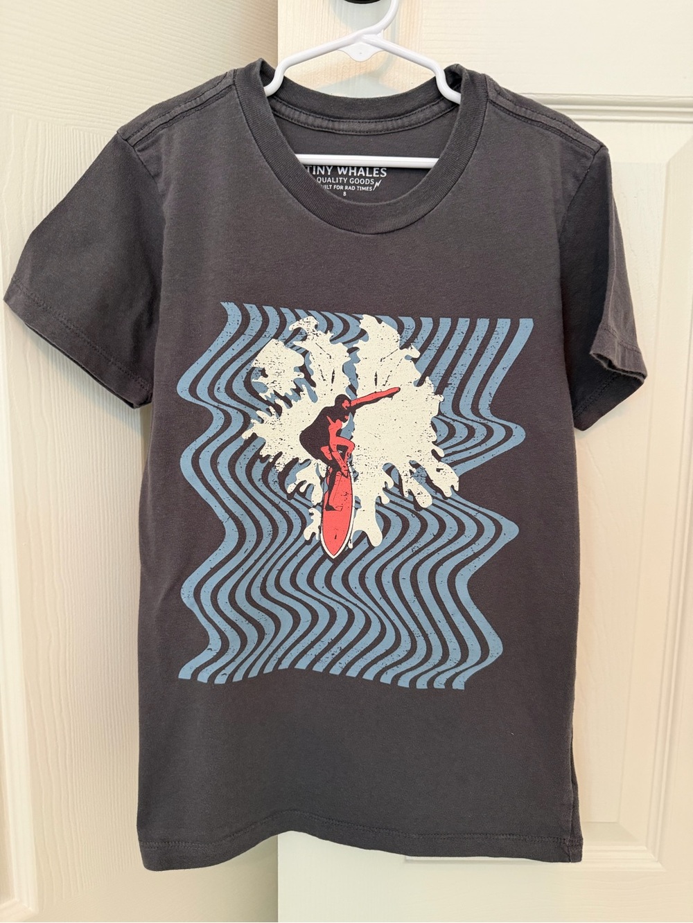 Tiny Whales Boys' Black Surf Graphic Short Sleeve Tee - Size 8